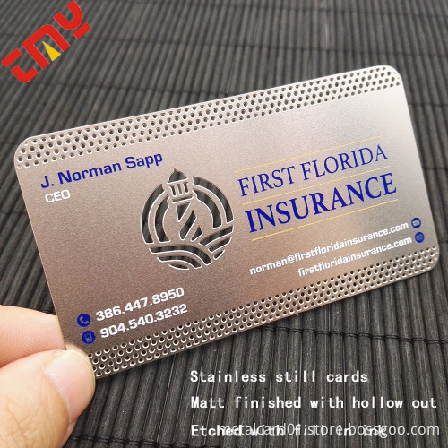 Stainless Steel Metal Business Card,Custom Etching Spot Colors Metal Business Card Cut Through Areas